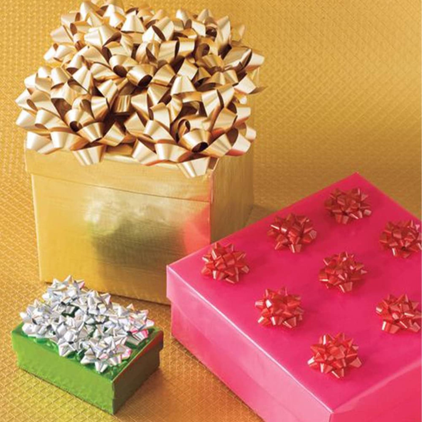 Metallic Gift Bows Mix Color Red, Gold & Silver