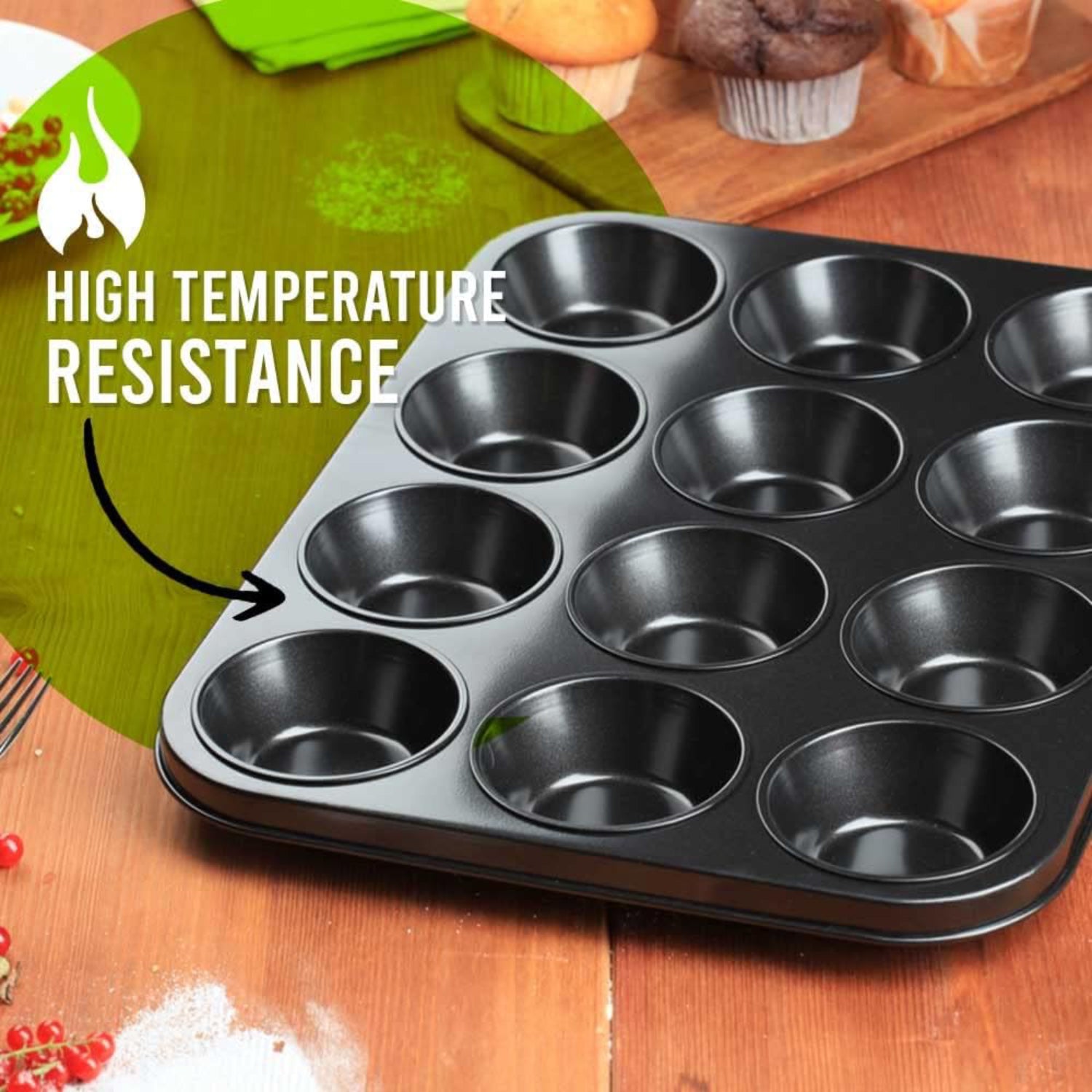 Muffin Nonstick Carbon Steel Material Baking Tray Black