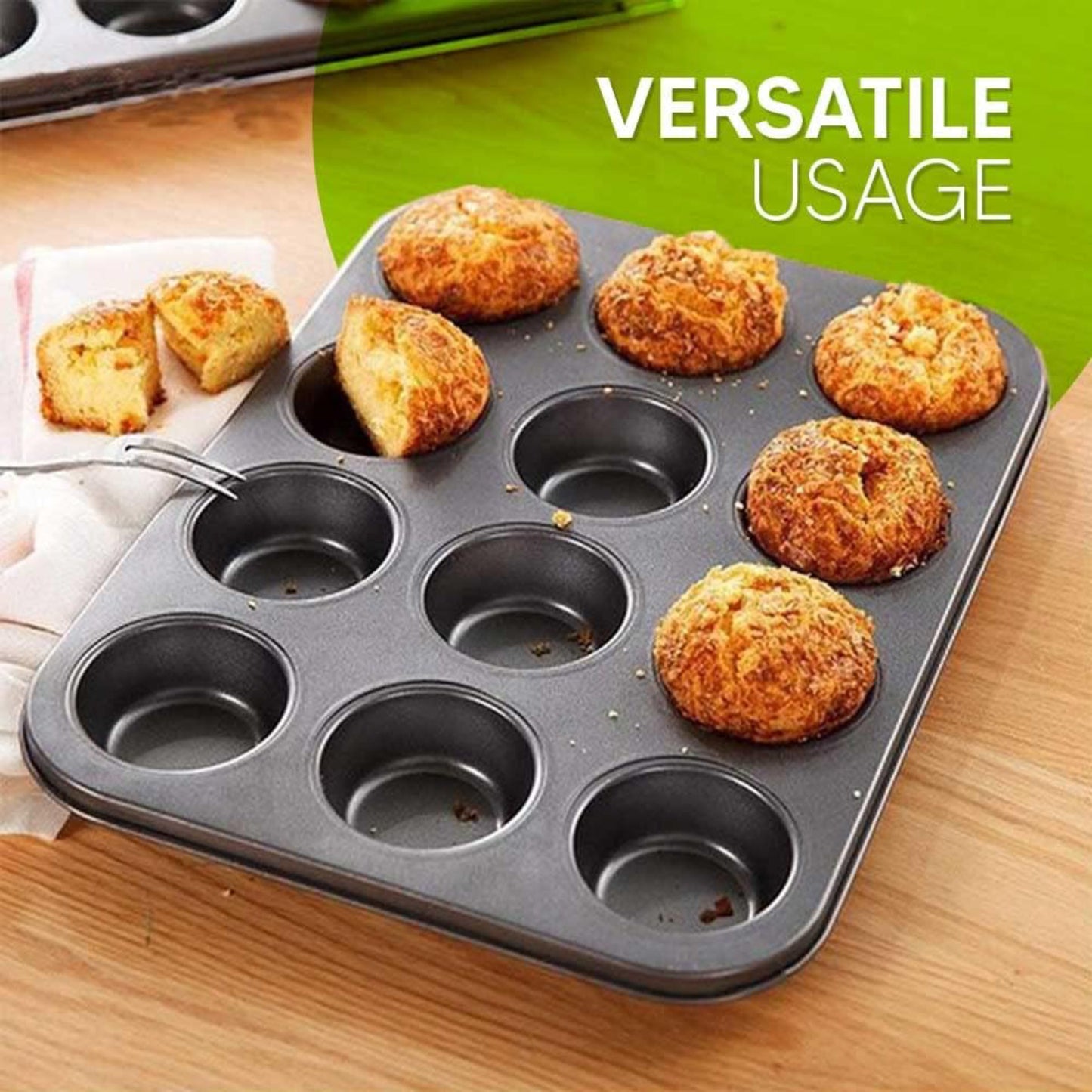 Muffin Nonstick Carbon Steel Material Baking Tray Black