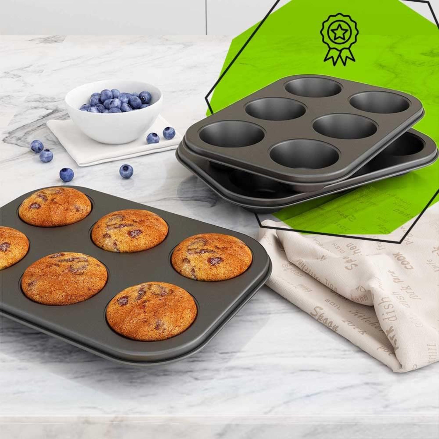 Muffin Nonstick Carbon Steel Material Baking Tray Black
