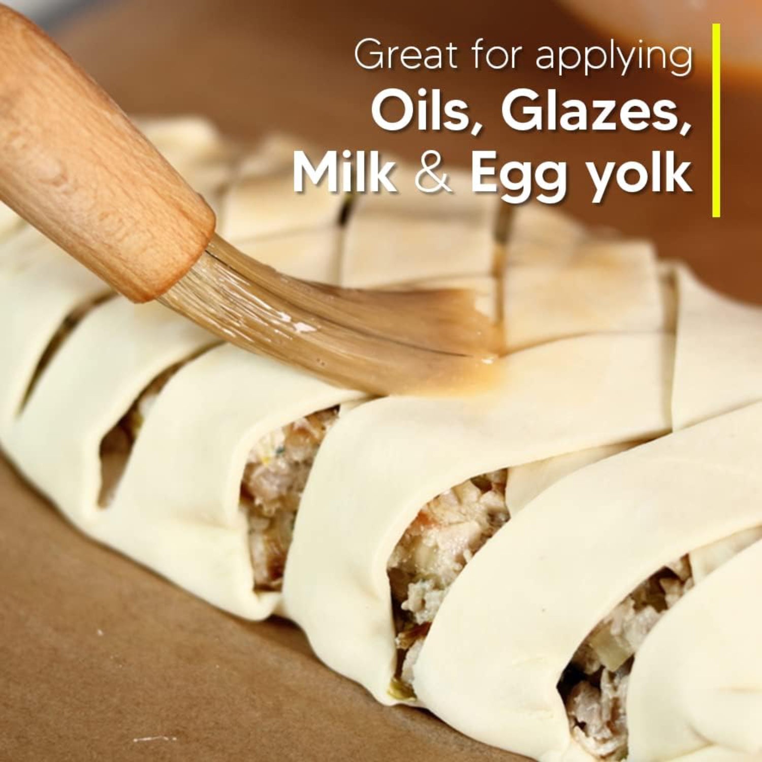 Pastry Brush with Natural Bristle & Wooden Handle