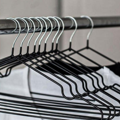 Rubber Coated Premium Black Metal Hangers 20 Pcs