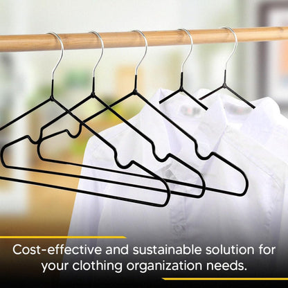 Rubber Coated Premium Black Metal Hangers 20 Pcs