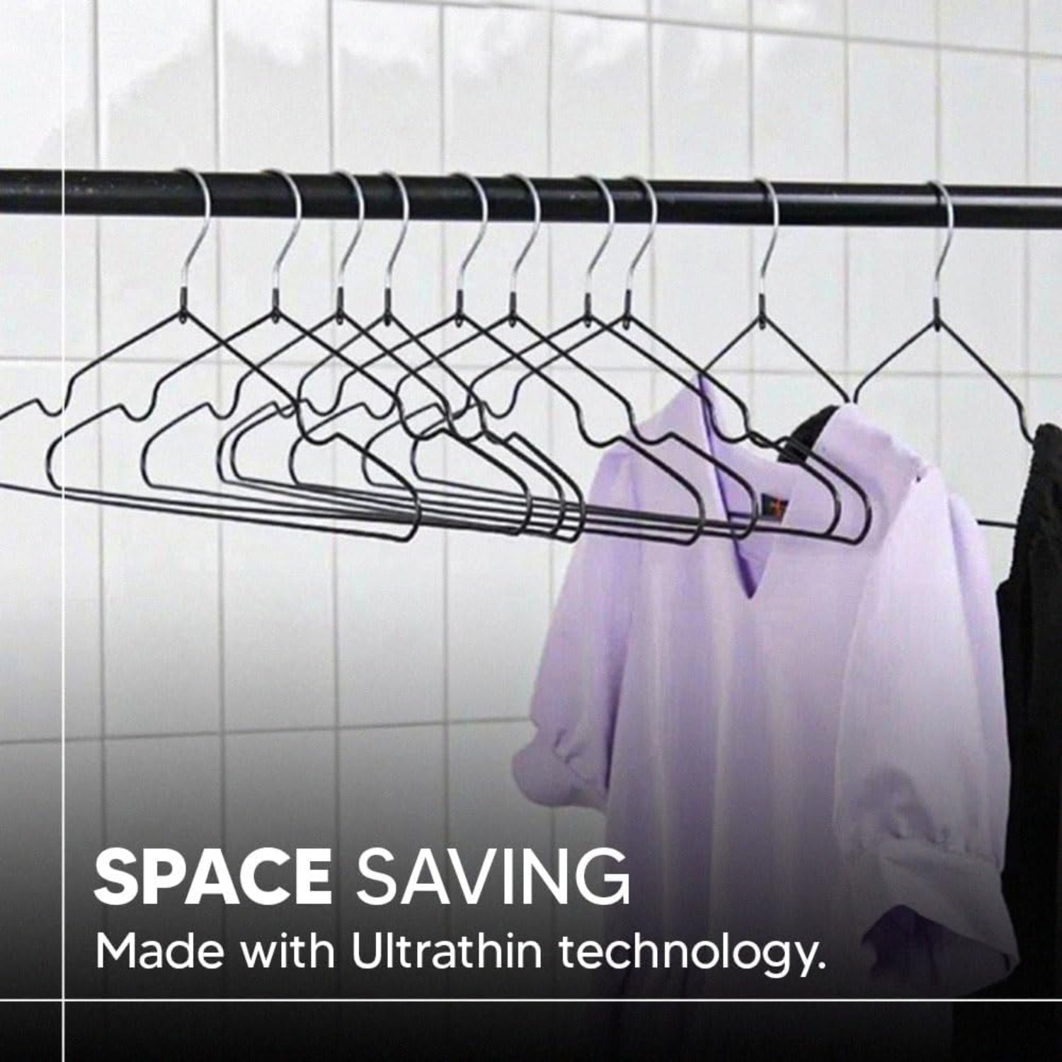 Rubber Coated Premium Black Metal Hangers 20 Pcs