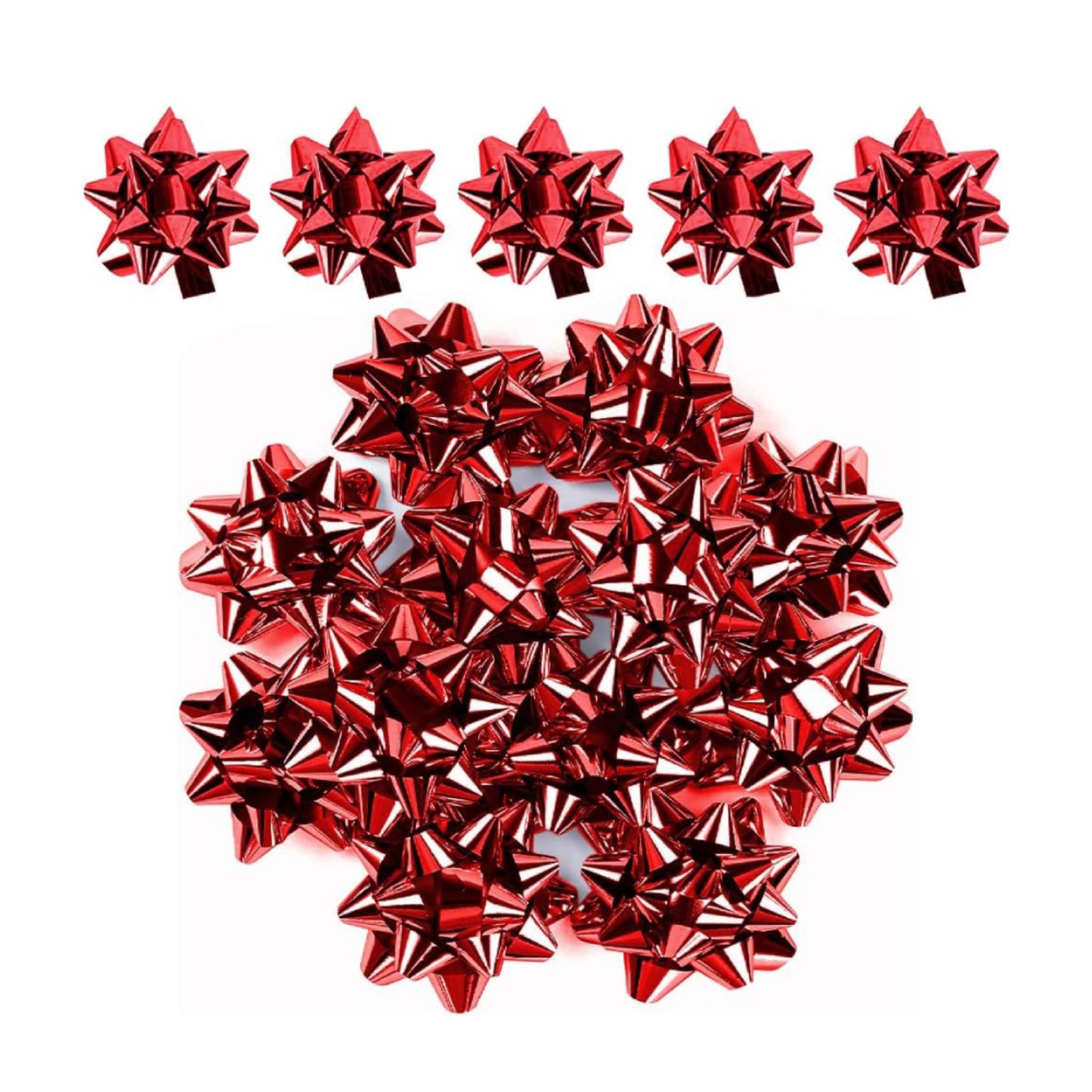 Red Metallic Gift Bows Self Adhesive