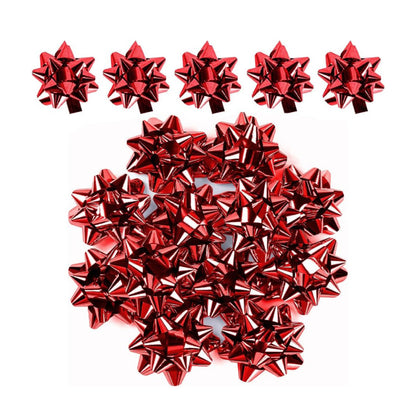 Red Metallic Gift Bows Self Adhesive