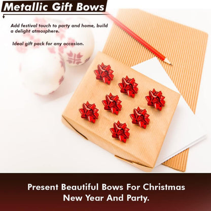 Red Metallic Gift Bows Self Adhesive