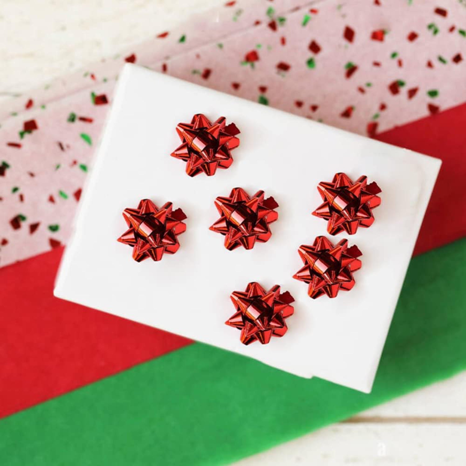 Red Metallic Gift Bows Self Adhesive