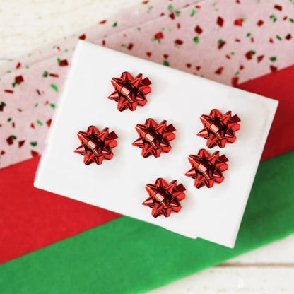 Red Metallic Gift Bows Self Adhesive