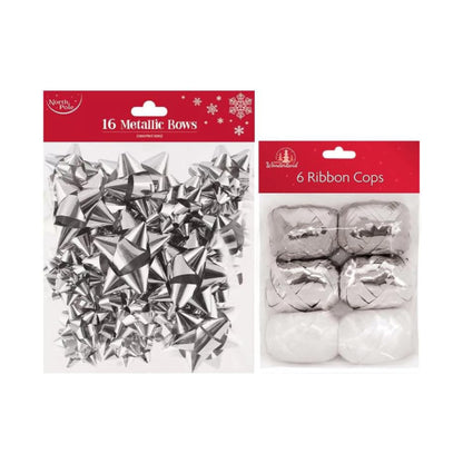 Silver Gift Bows with Matching Ribbon