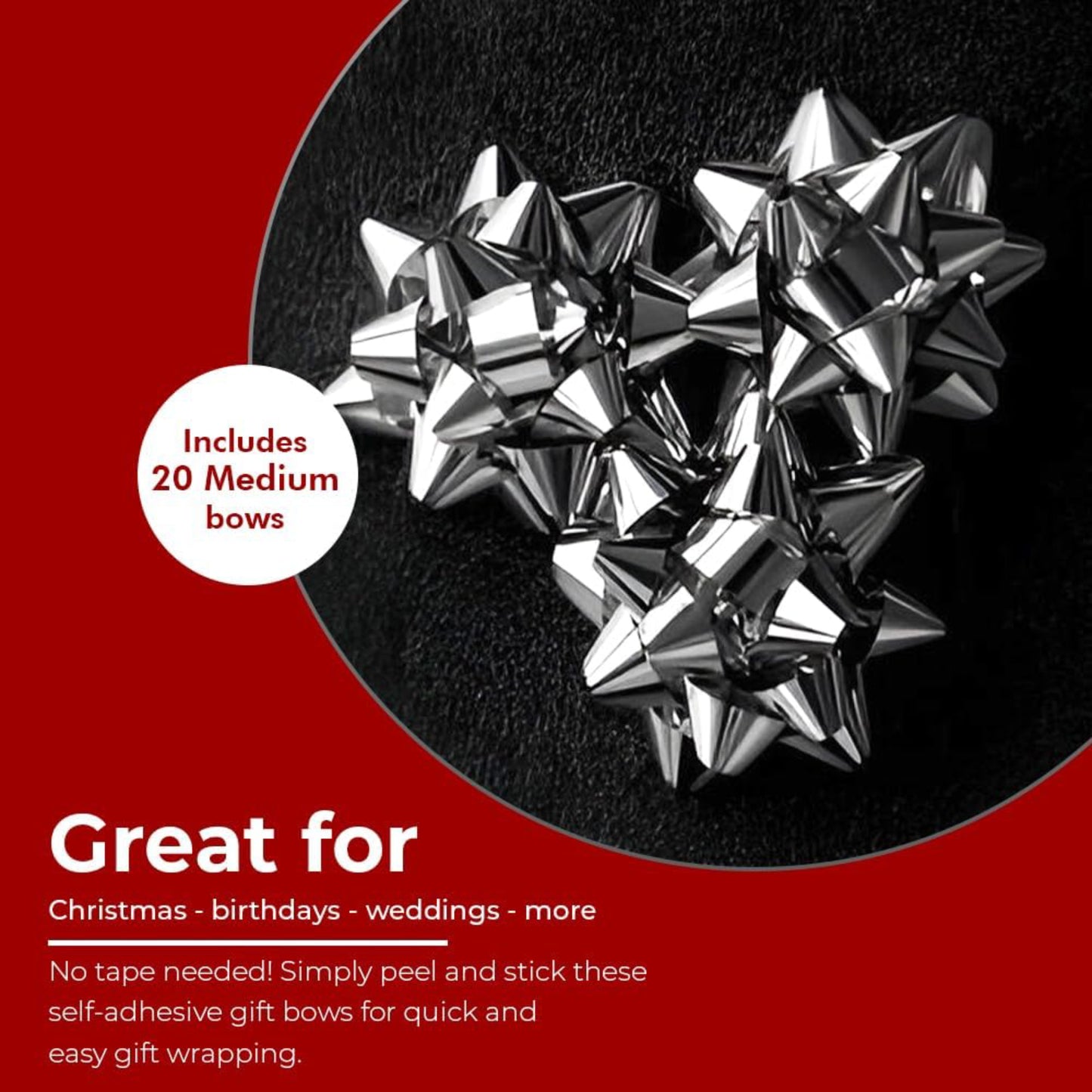 Silver Gift Bows with Matching Ribbon