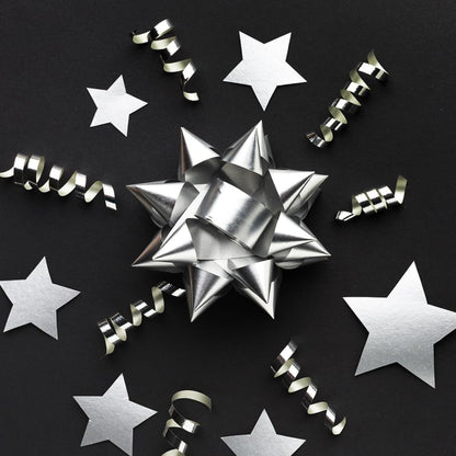 Silver Gift Bows with Matching Ribbon