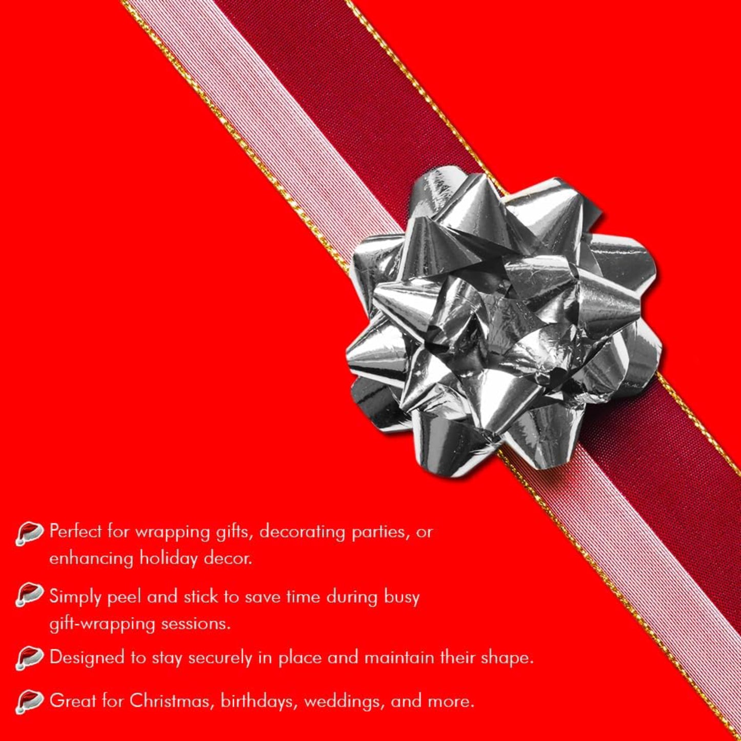 Silver Gift Bows with Matching Ribbon