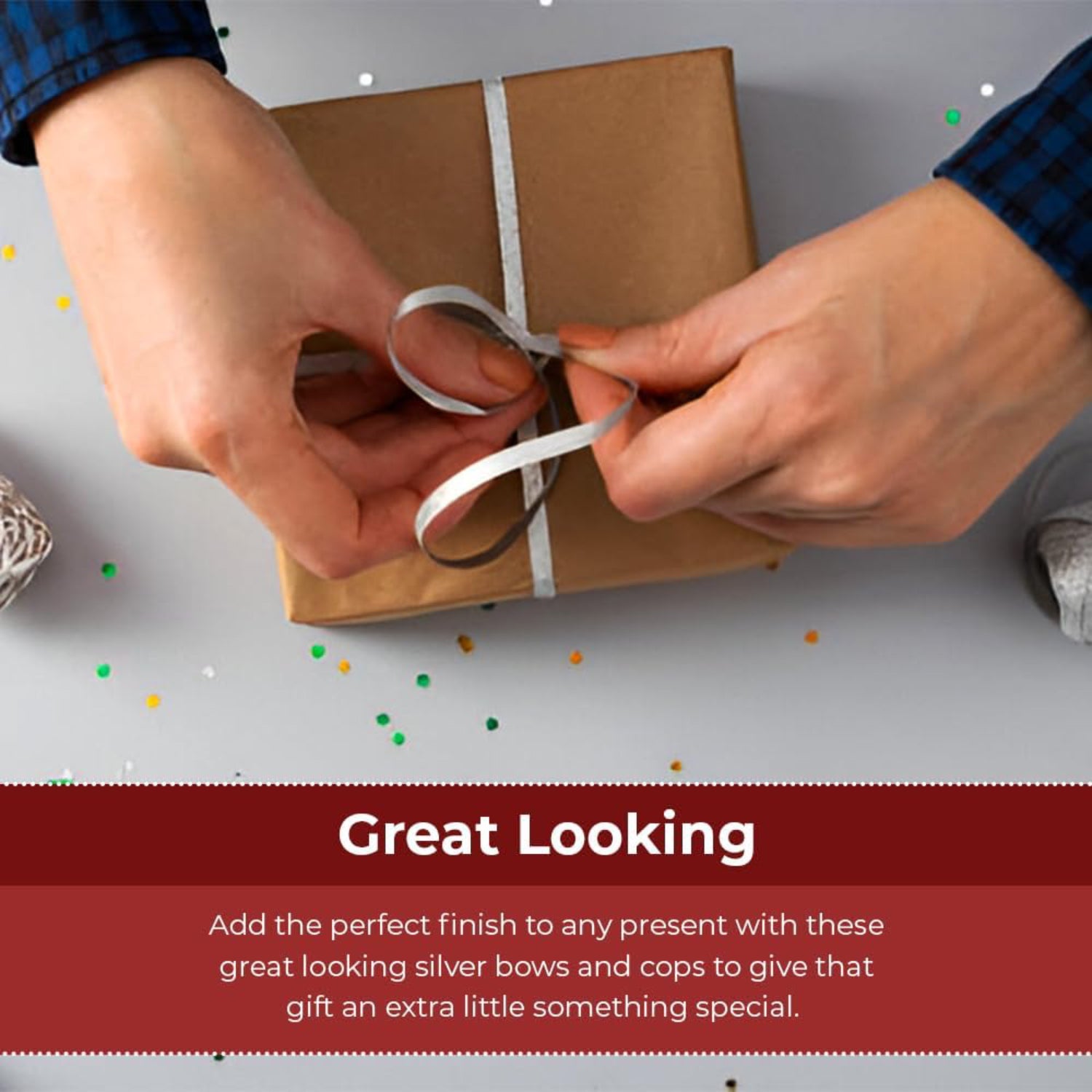 Silver Gift Bows with Matching Ribbon