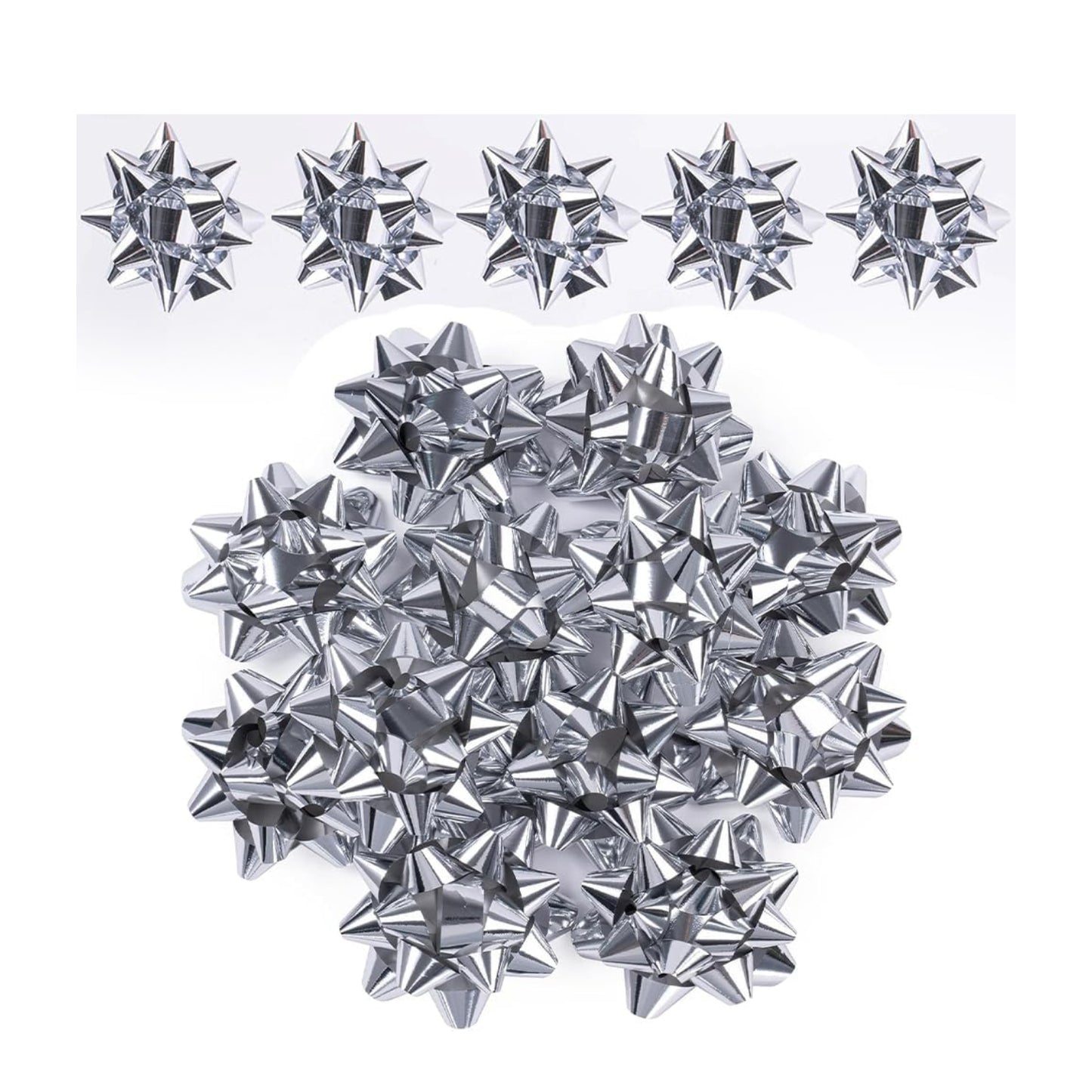 Silver Metallic Gift Bows Self Adhesive