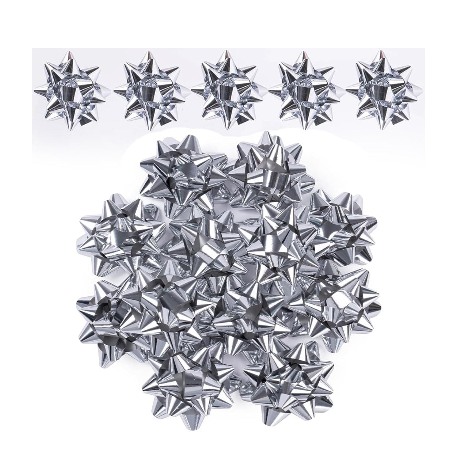 Silver Metallic Gift Bows Self Adhesive