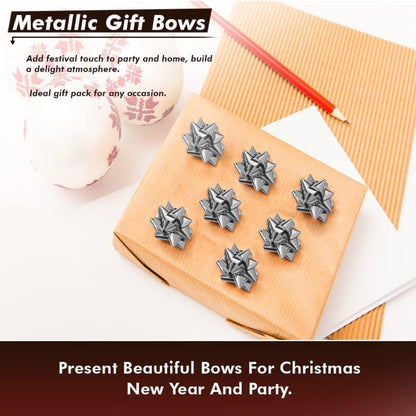 Silver Metallic Gift Bows Self Adhesive