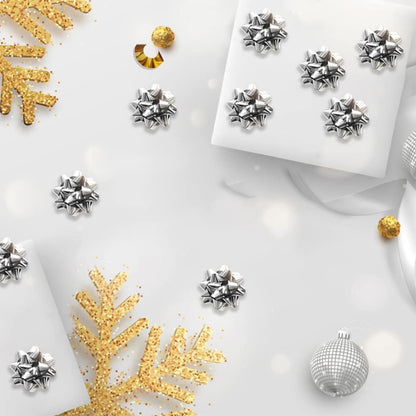 Silver Metallic Gift Bows Self Adhesive