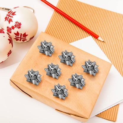 Silver Metallic Gift Bows Self Adhesive