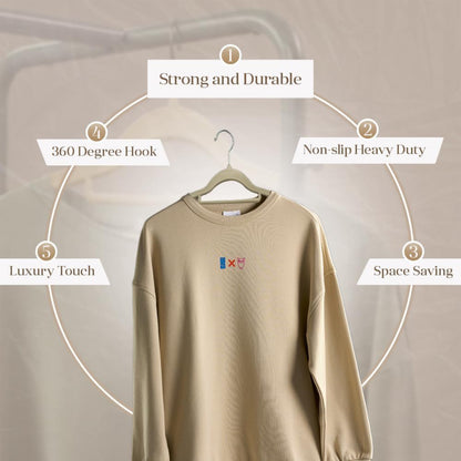 Velvet Hangers with Tie Bar & 360 Degree Hook 45cm