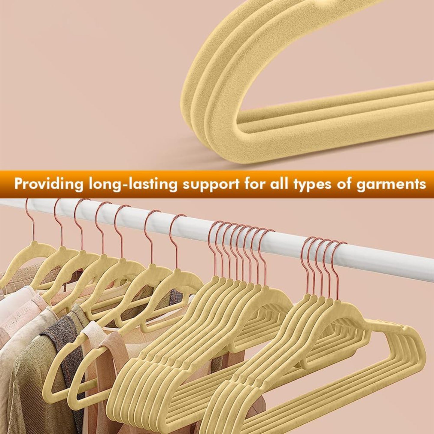 Velvet Hangers with Tie Bar & 360 Degree Hook 45cm