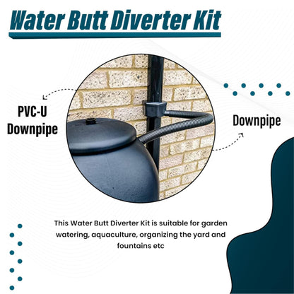 Water Butt Diverter Kit, Connects Downpipe to Water Butt
