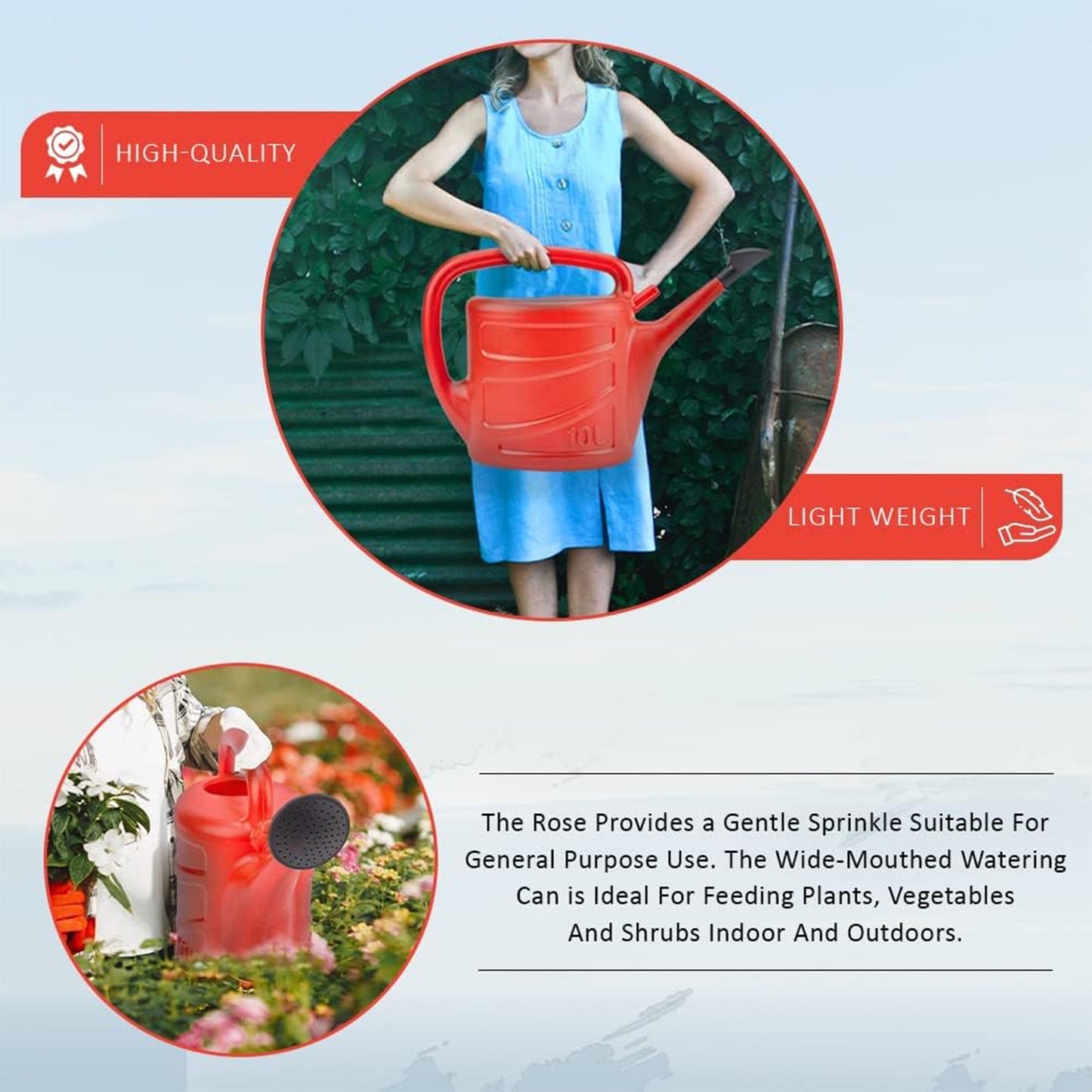 Watering Can With Detachable Rose Head Sprinkler