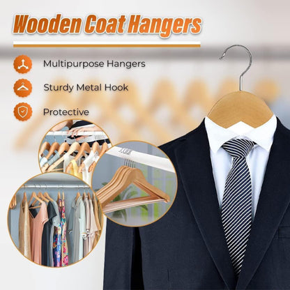 Wooden Coat Hangers Strong Natural Wood