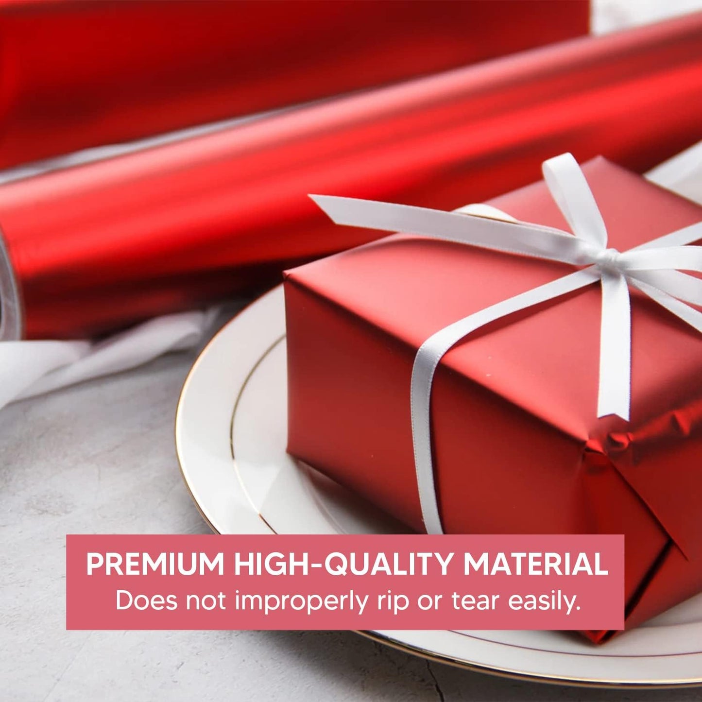Christmas Metallic Foil Effect Red Wrapping Papers Rolls