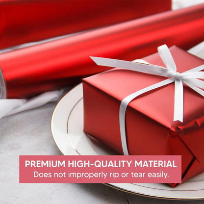 Christmas Metallic Foil Effect Red Wrapping Papers Rolls