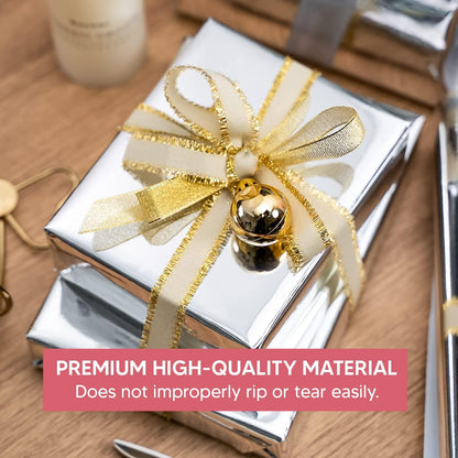 Christmas Metallic Foil Effect Silver Wrapping Papers Rolls