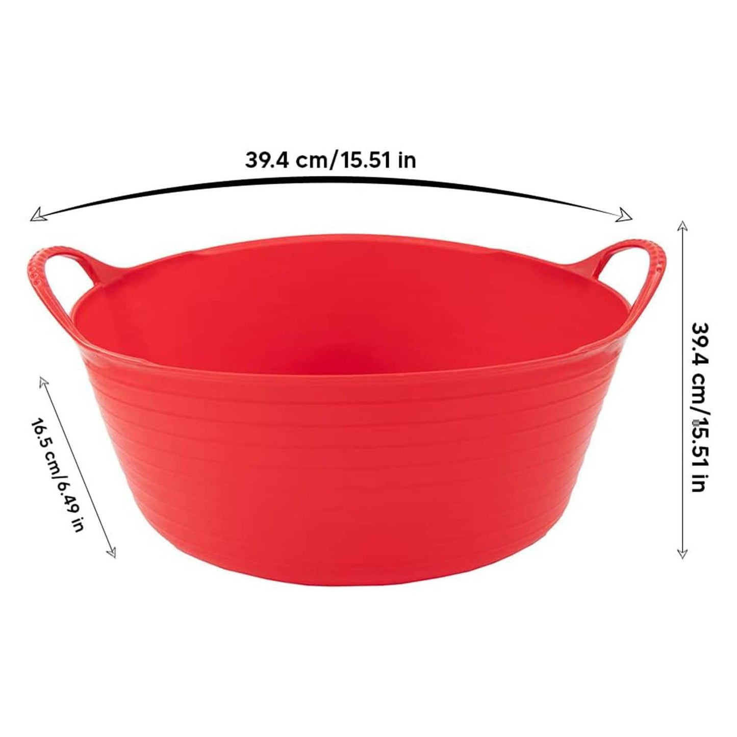 Shallow Tub With Double Handles - 15Ltr, Red