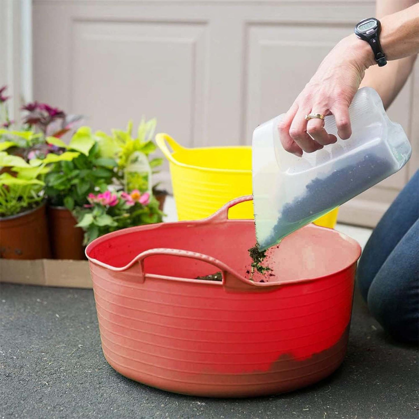 Shallow Tub With Double Handles - 15Ltr, Red