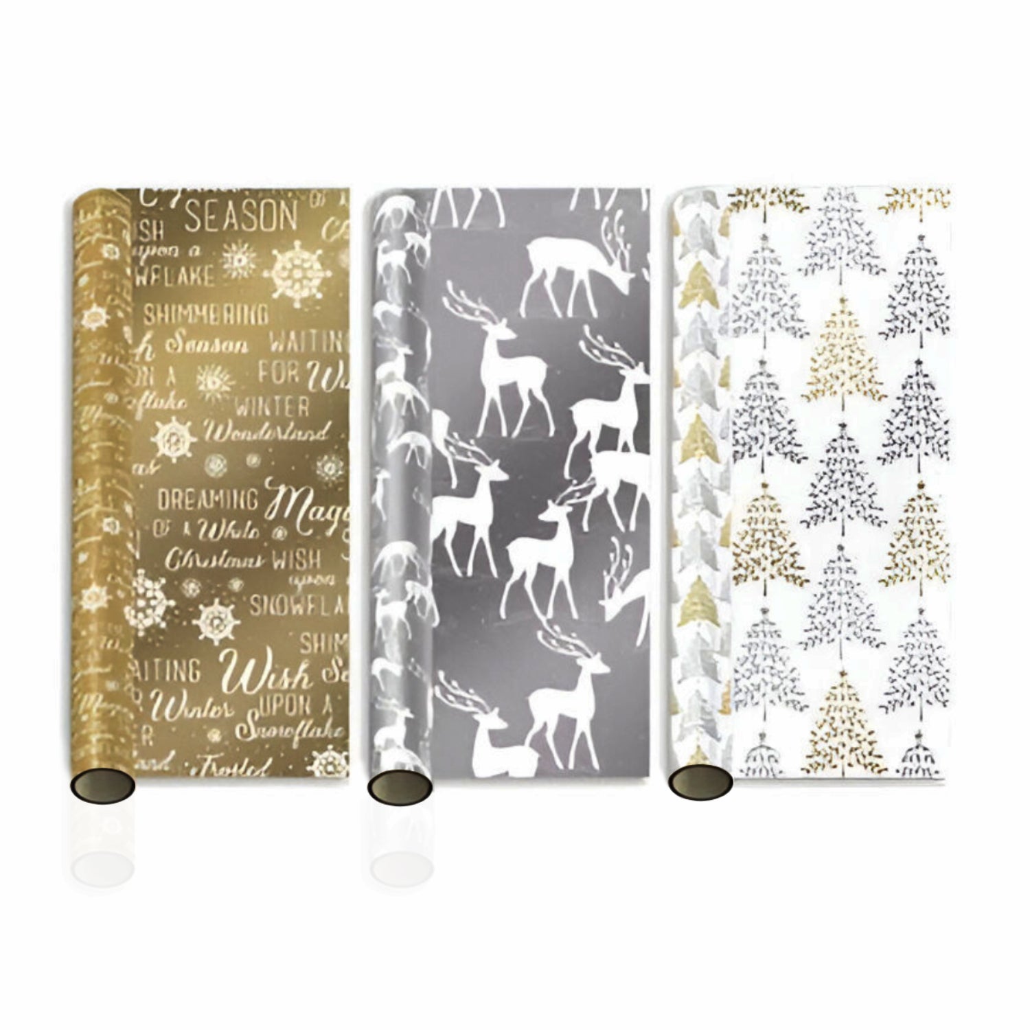 Christmas Wrapping Paper Rolls Mixed Metallics