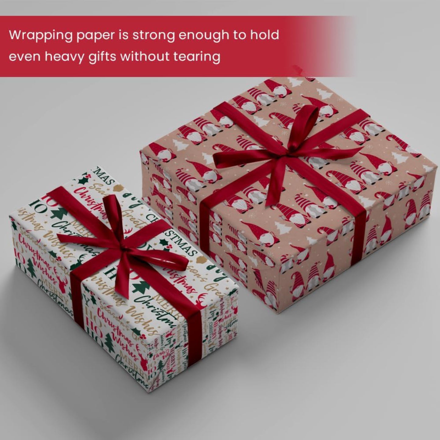 Christmas Wrapping Paper Roll Traditional Tartan Reindeer