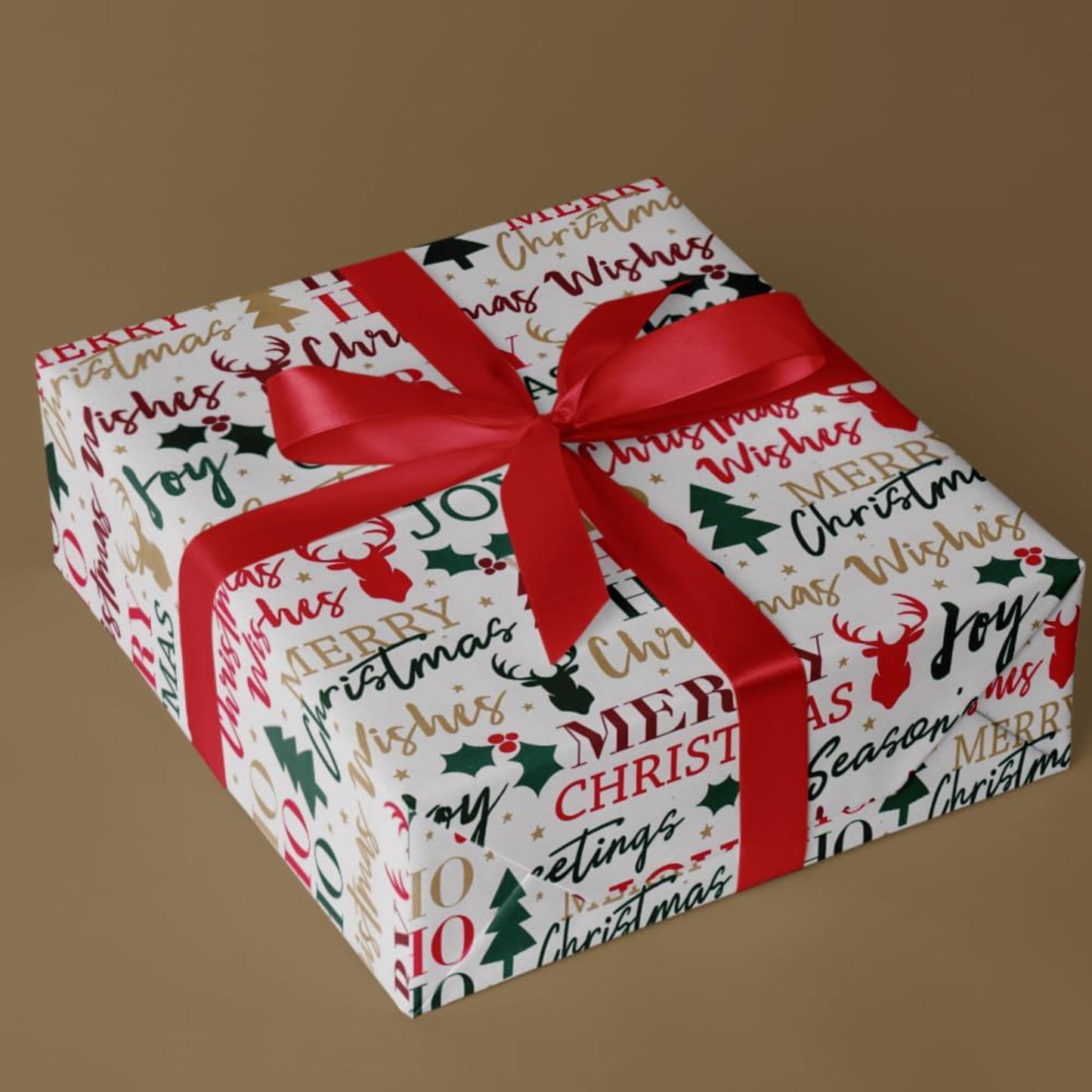 Christmas Wrapping Paper Roll Traditional Tartan Reindeer