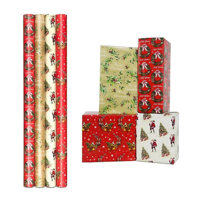 Christmas Wrapping Paper Roll Traditional Santa