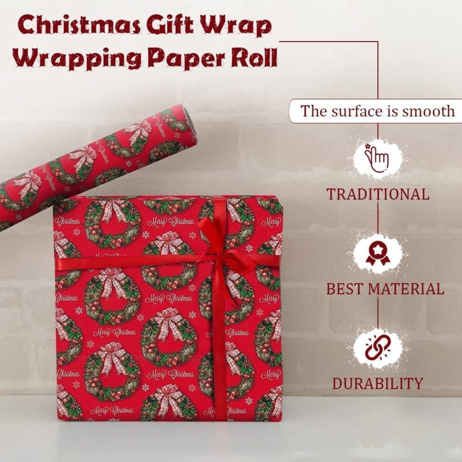 Christmas Wrapping Paper Roll Traditional Santa
