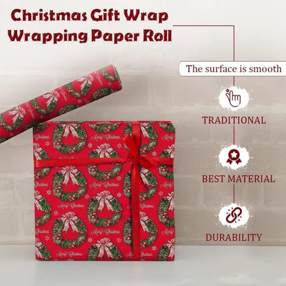 Christmas Wrapping Paper Roll Traditional Santa