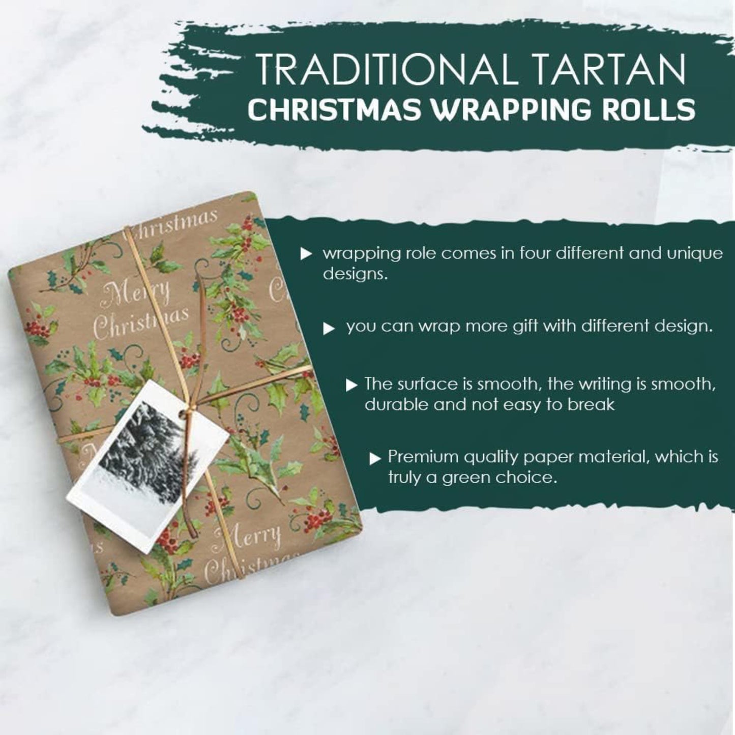 Christmas Wrapping Paper Roll Traditional Santa - 4 Roll, 8m