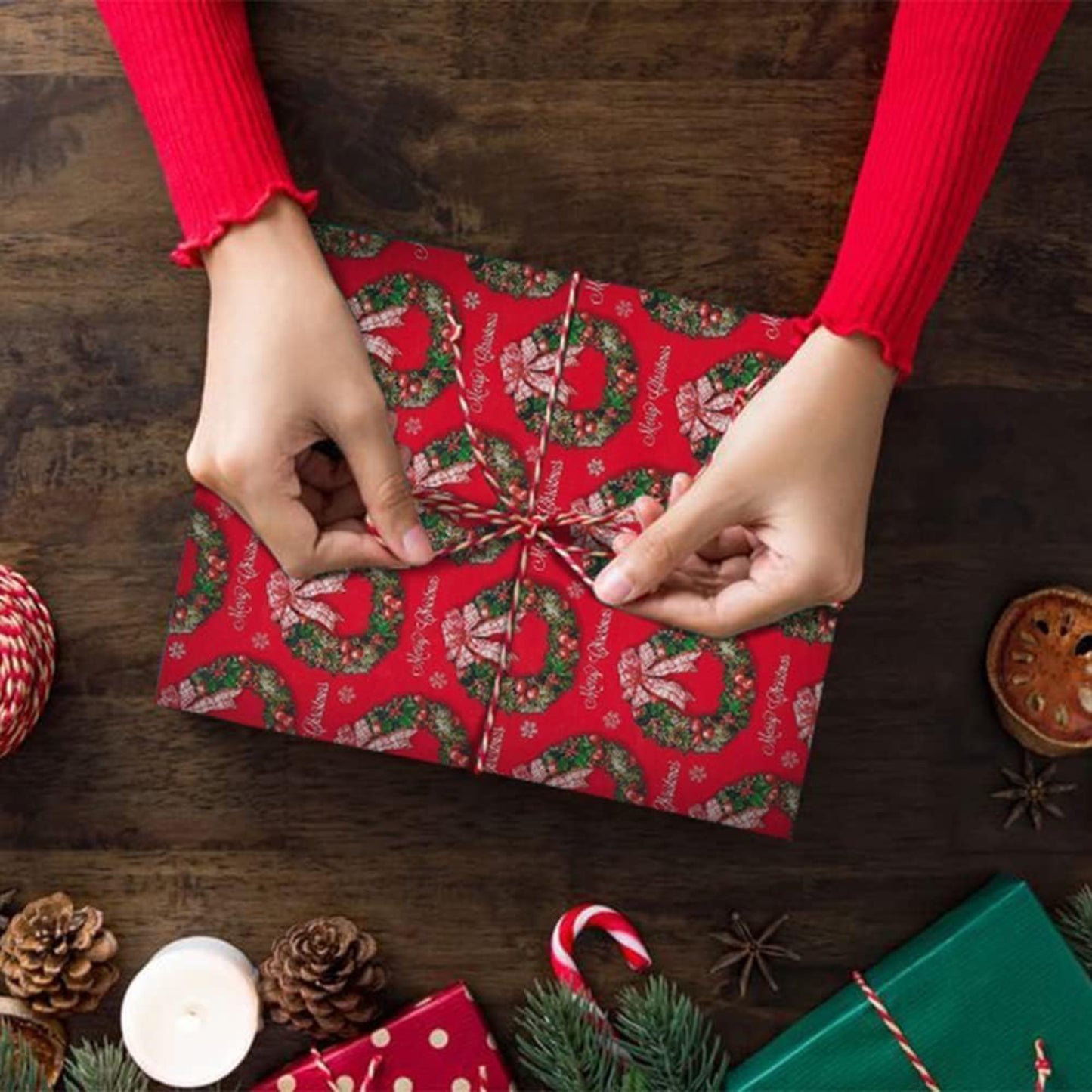 Christmas Wrapping Paper Roll Traditional Santa