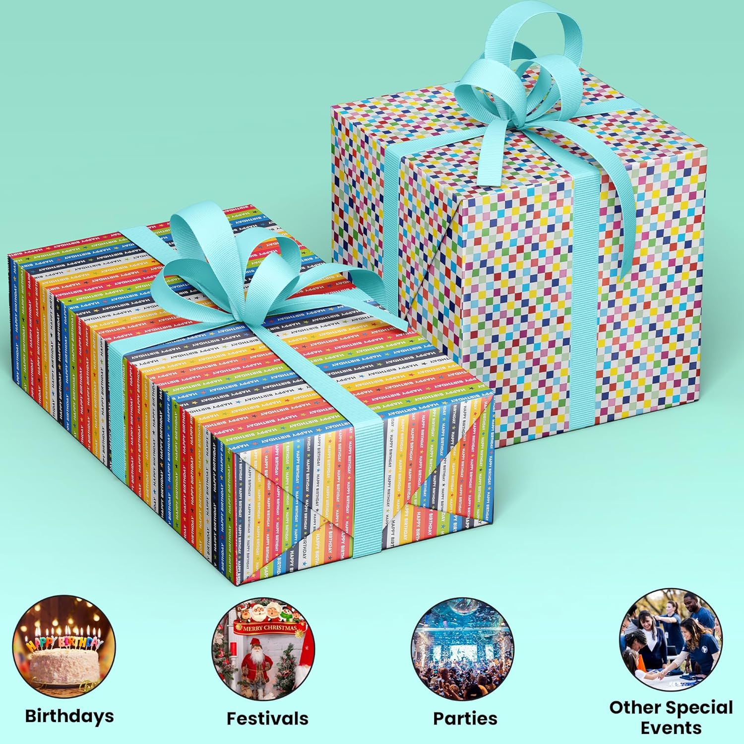 Happy Birthday Gift Wrapping Paper Roll Pattern Design