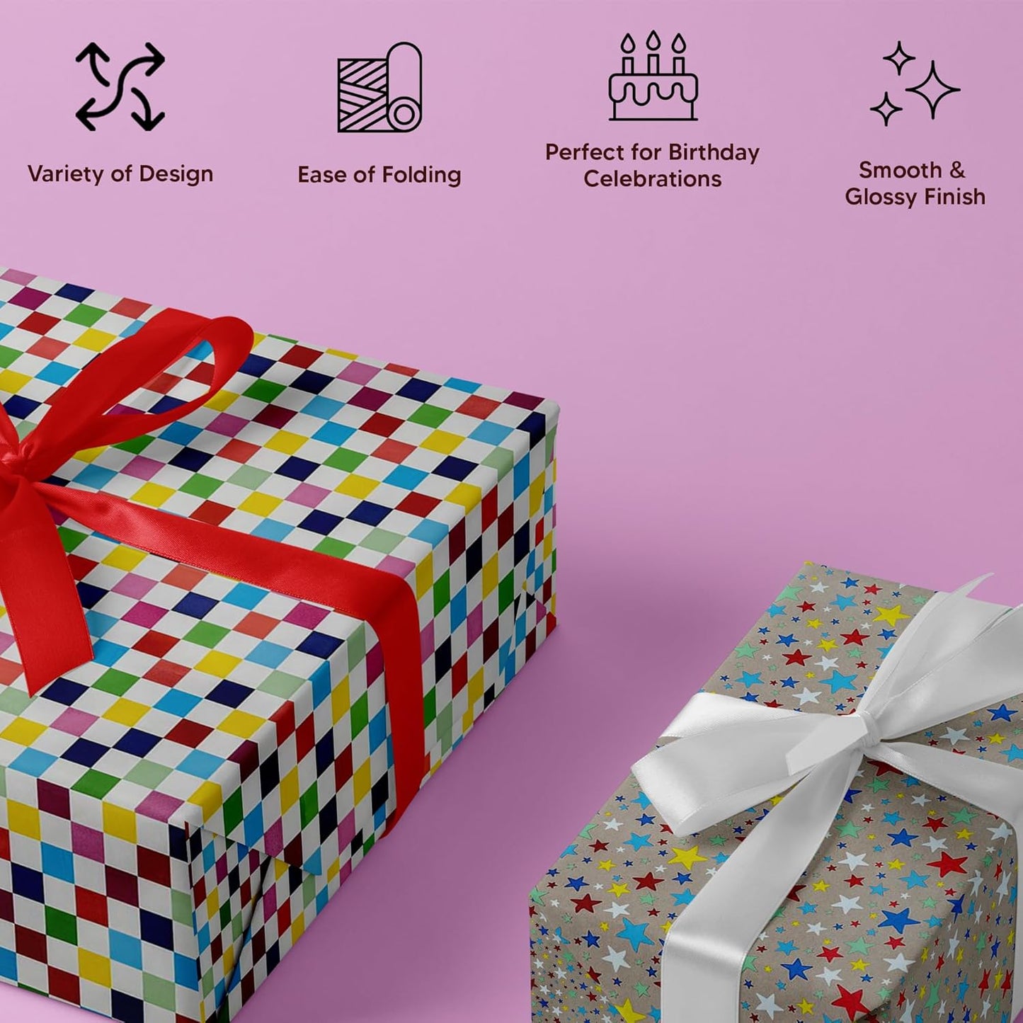 Happy Birthday Gift Wrapping Paper Roll Pattern Design