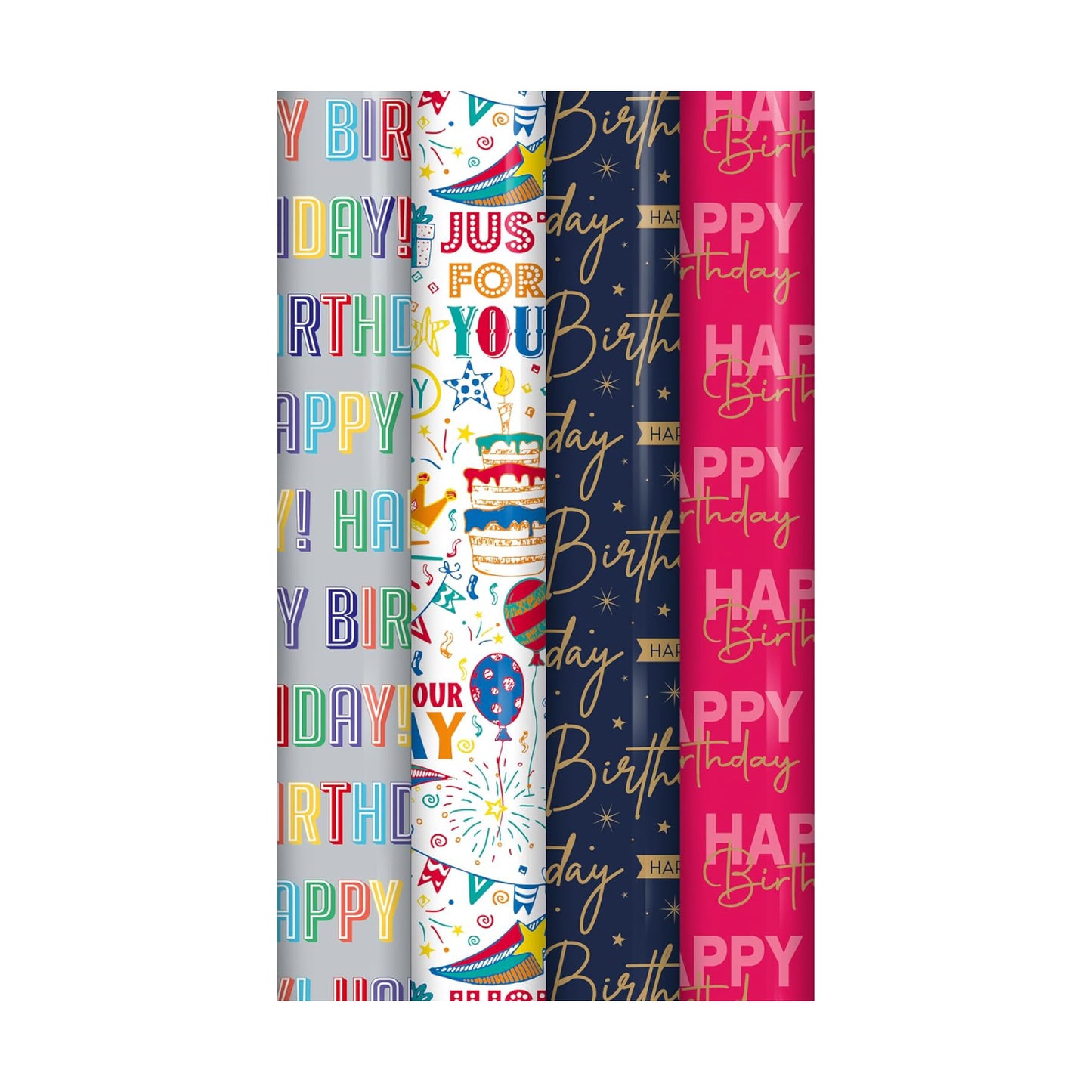 Happy Birthday Gift Wrapping Paper Roll Multipack