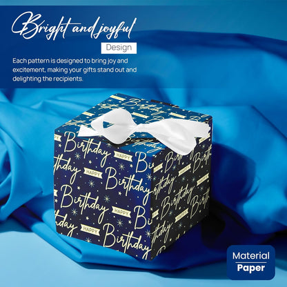Happy Birthday Gift Wrapping Paper Roll Multipack