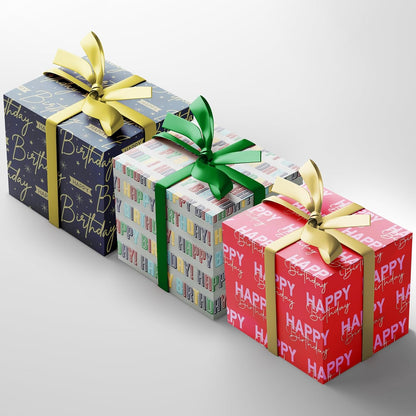 Happy Birthday Gift Wrapping Paper Roll Multipack