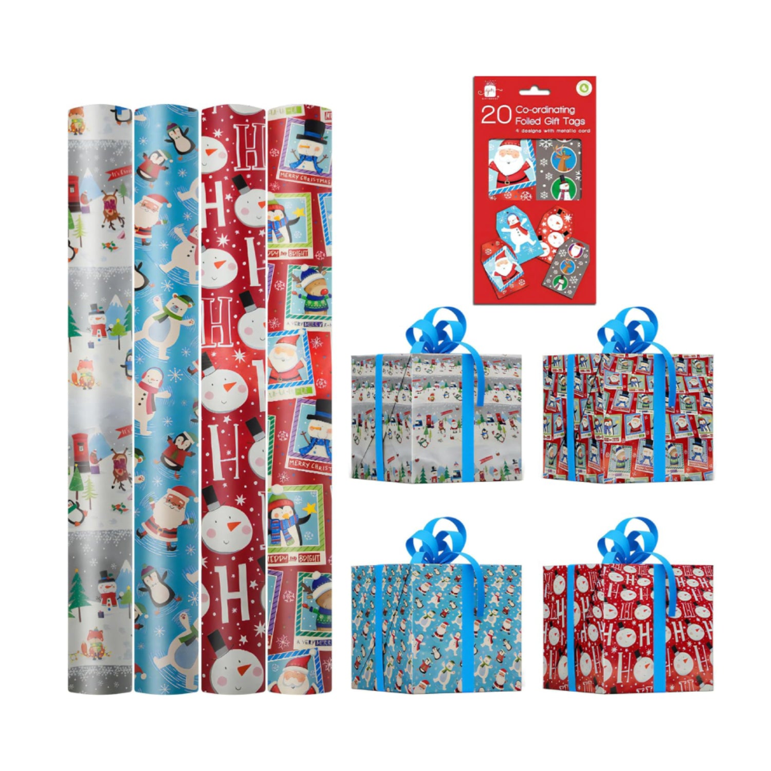 Christmas Wrapping Paper Roll with Tags