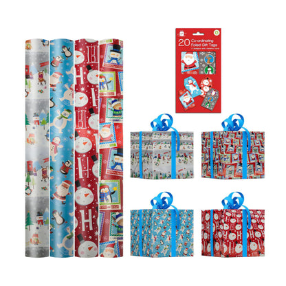 Christmas Wrapping Paper Roll with Tags