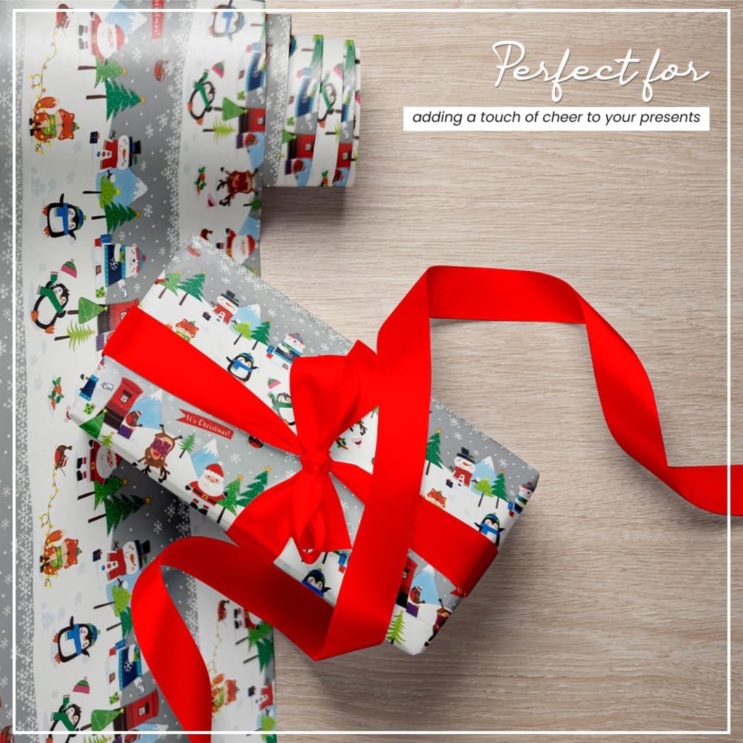 Christmas Wrapping Paper Roll with Tags